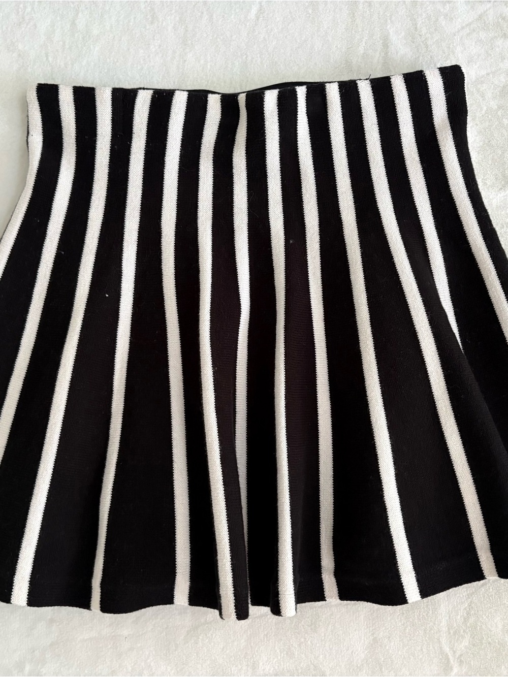 Classic Black & White Stripe Knit Flare Skirt